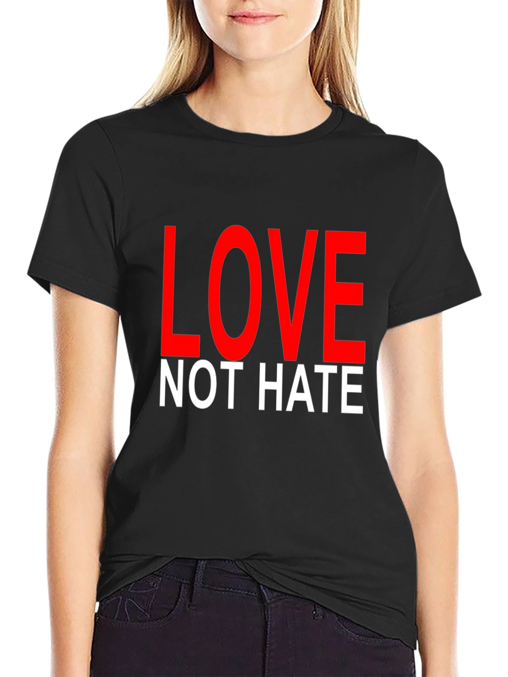 Love Not Hate T-Shirt Black Short Sleeve