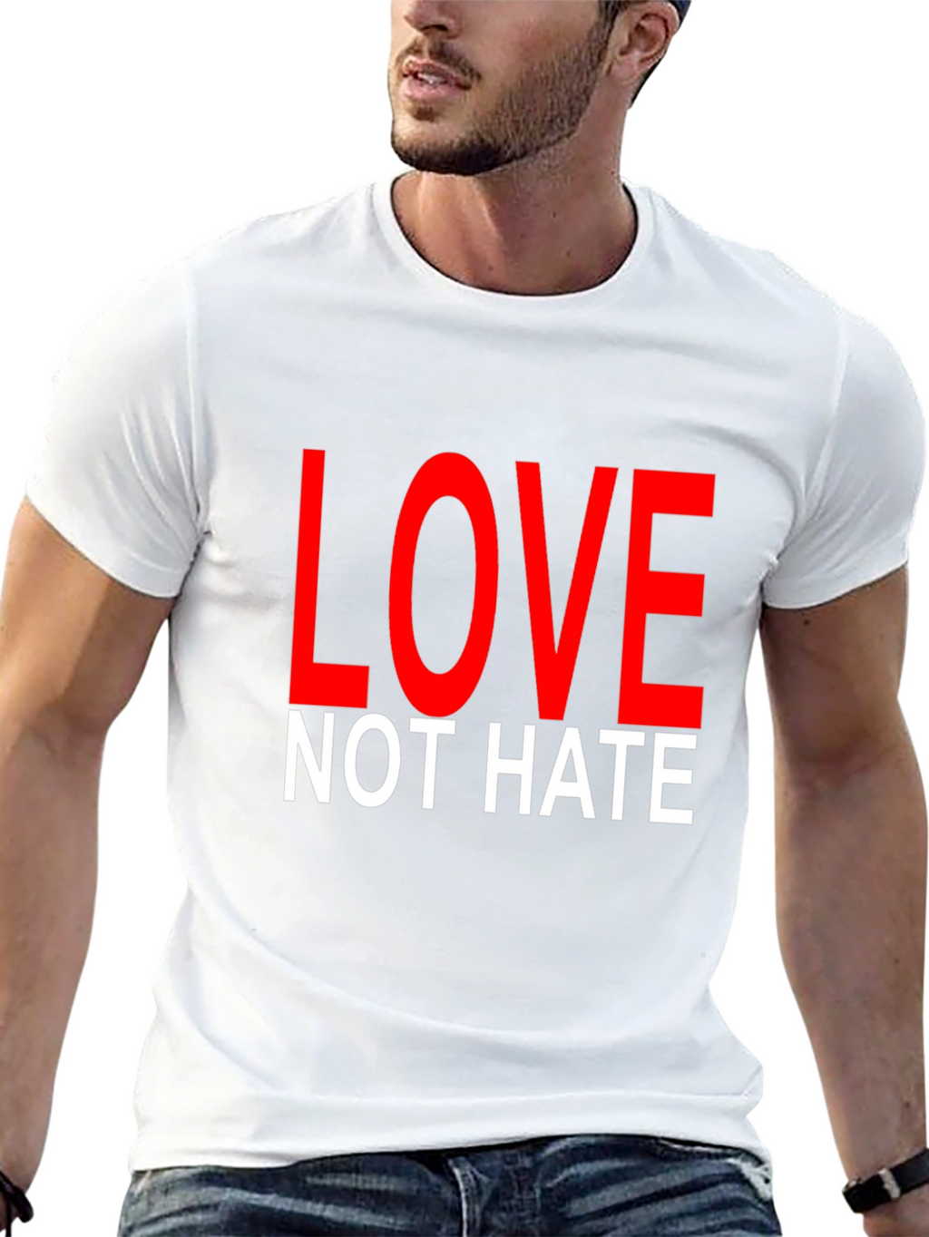 Love Not Hate T-Shirt Black Short Sleeve