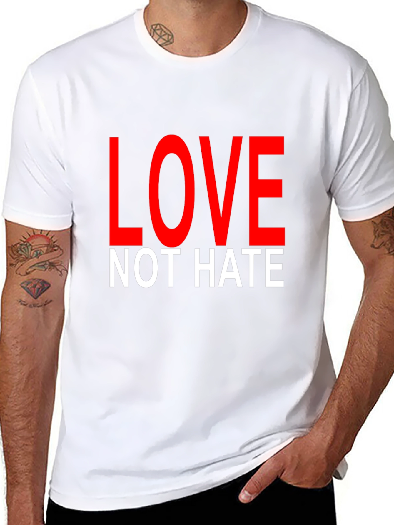 Love Not Hate T-Shirt Black Short Sleeve
