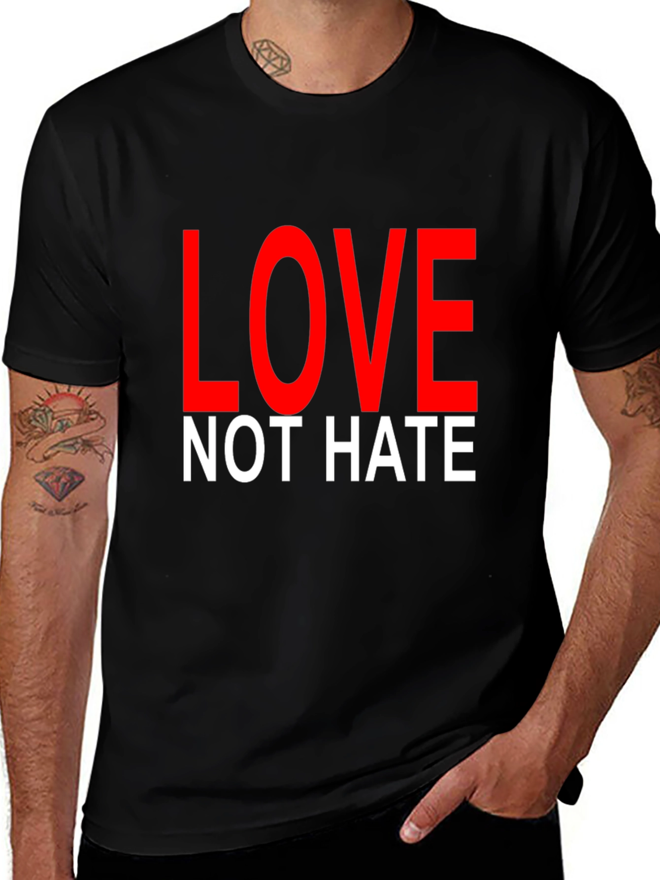 Love Not Hate T-Shirt Black Short Sleeve