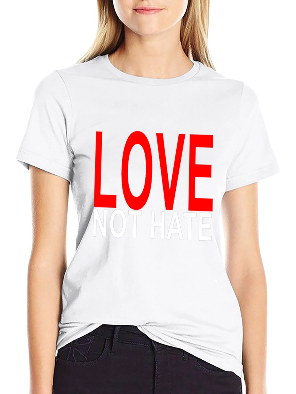Love Not Hate T-Shirt Black Short Sleeve