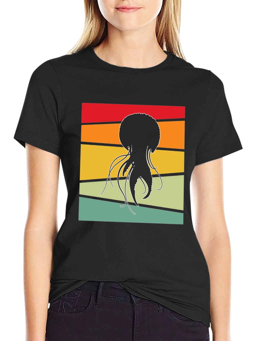 Retro Jellyfish Graphic Tee - Black