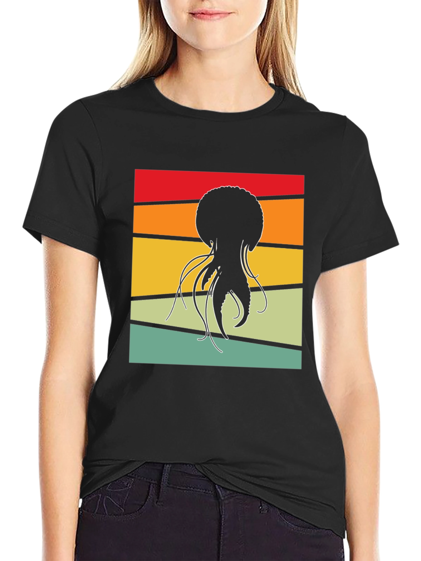Retro Jellyfish Graphic Tee - Black