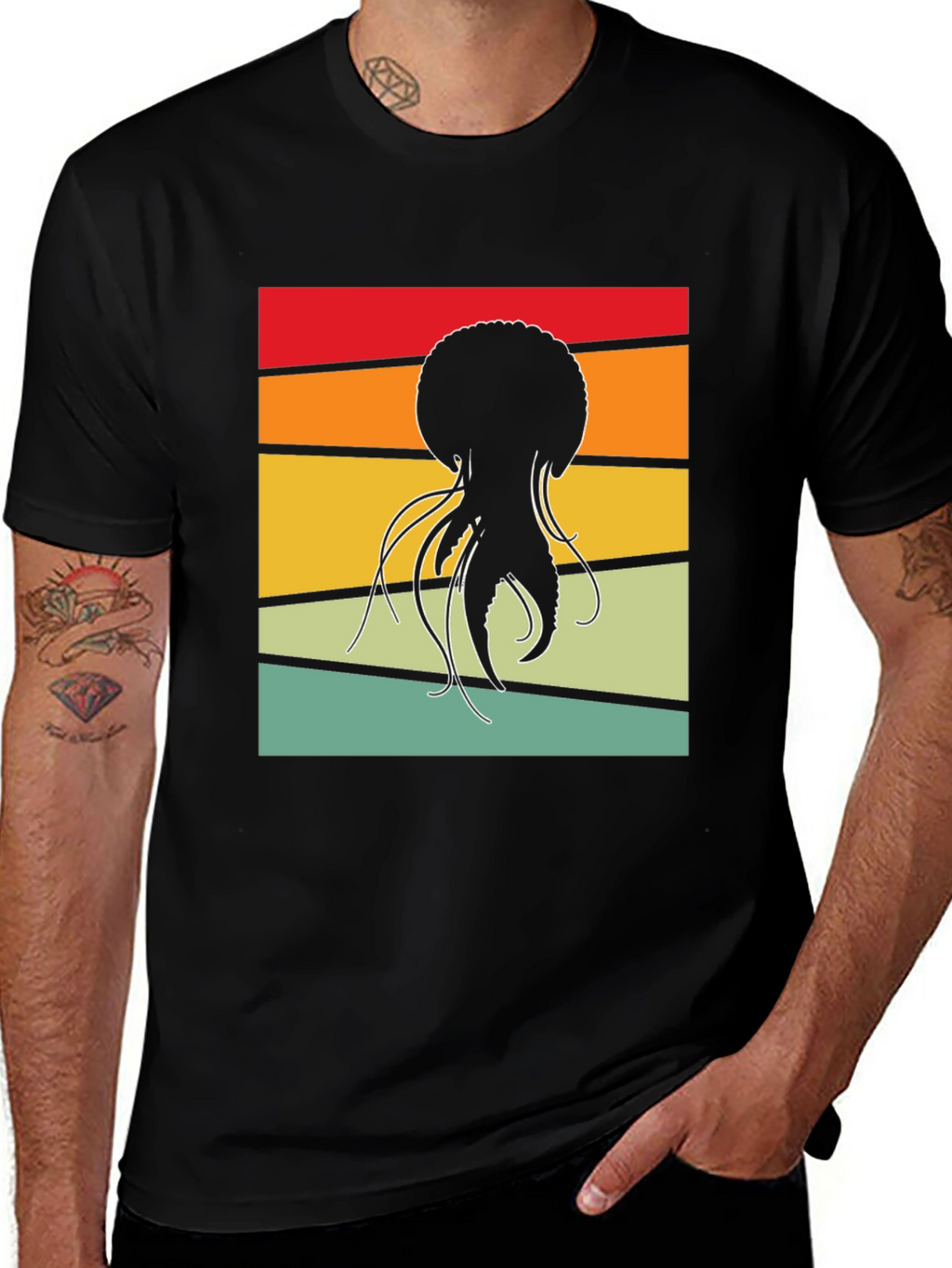 Retro Jellyfish Graphic Tee - Black