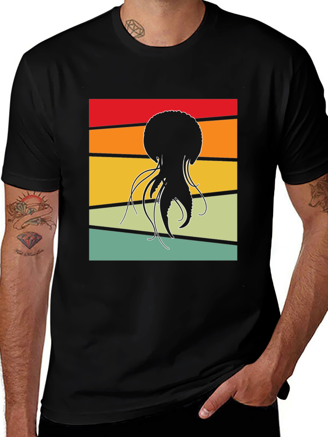 Retro Jellyfish Graphic Tee - Black