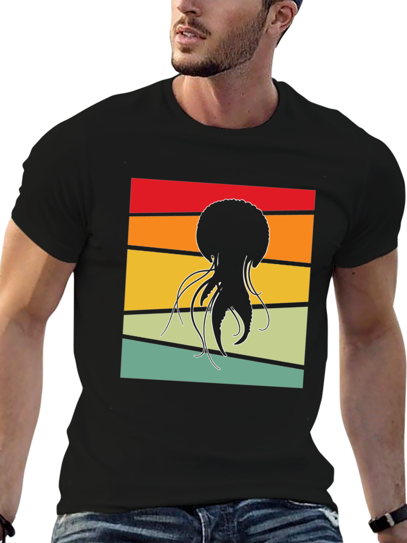 Retro Jellyfish Graphic Tee - Black