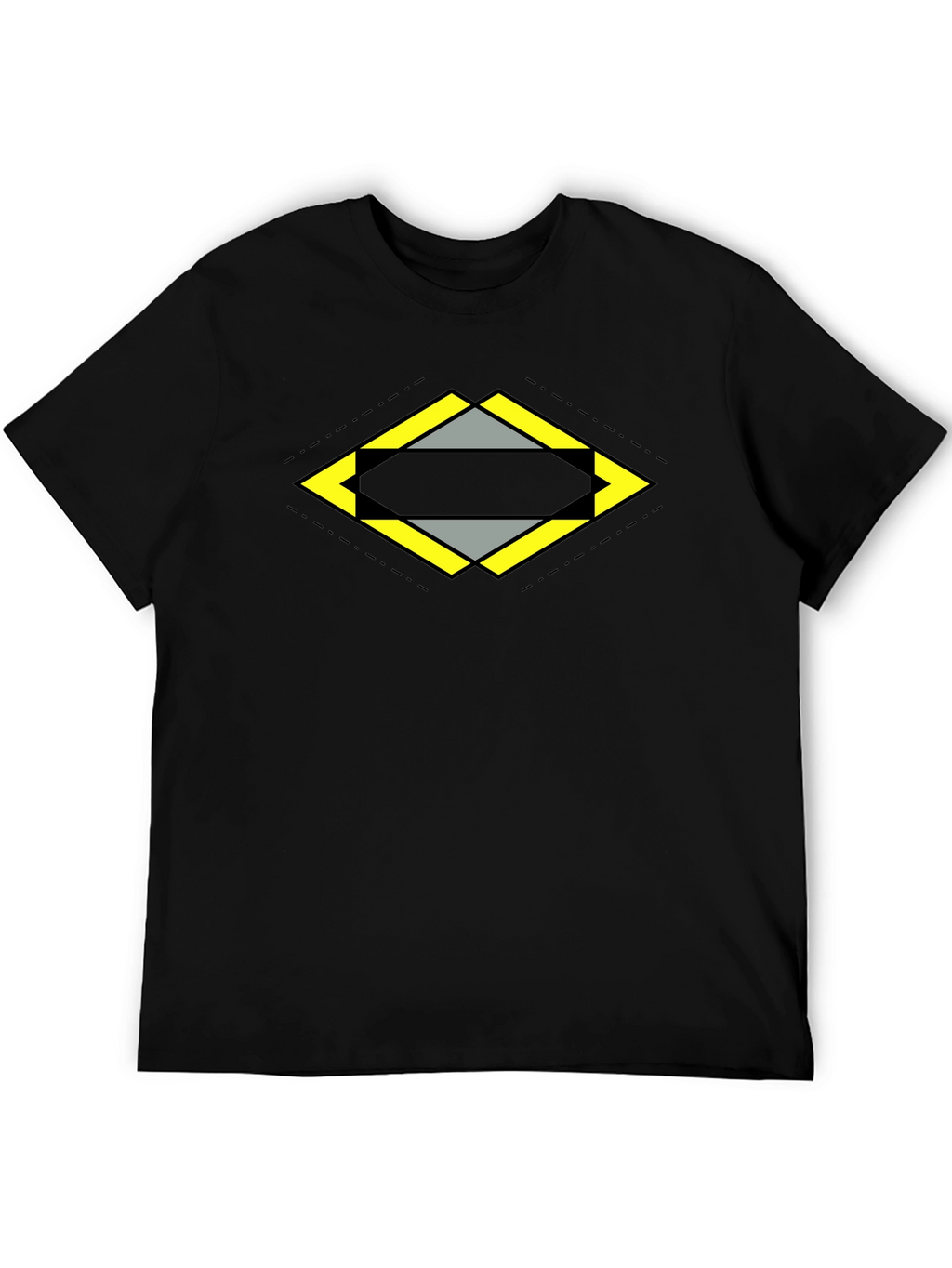 Geometric Diamond Graphic Tee - Black