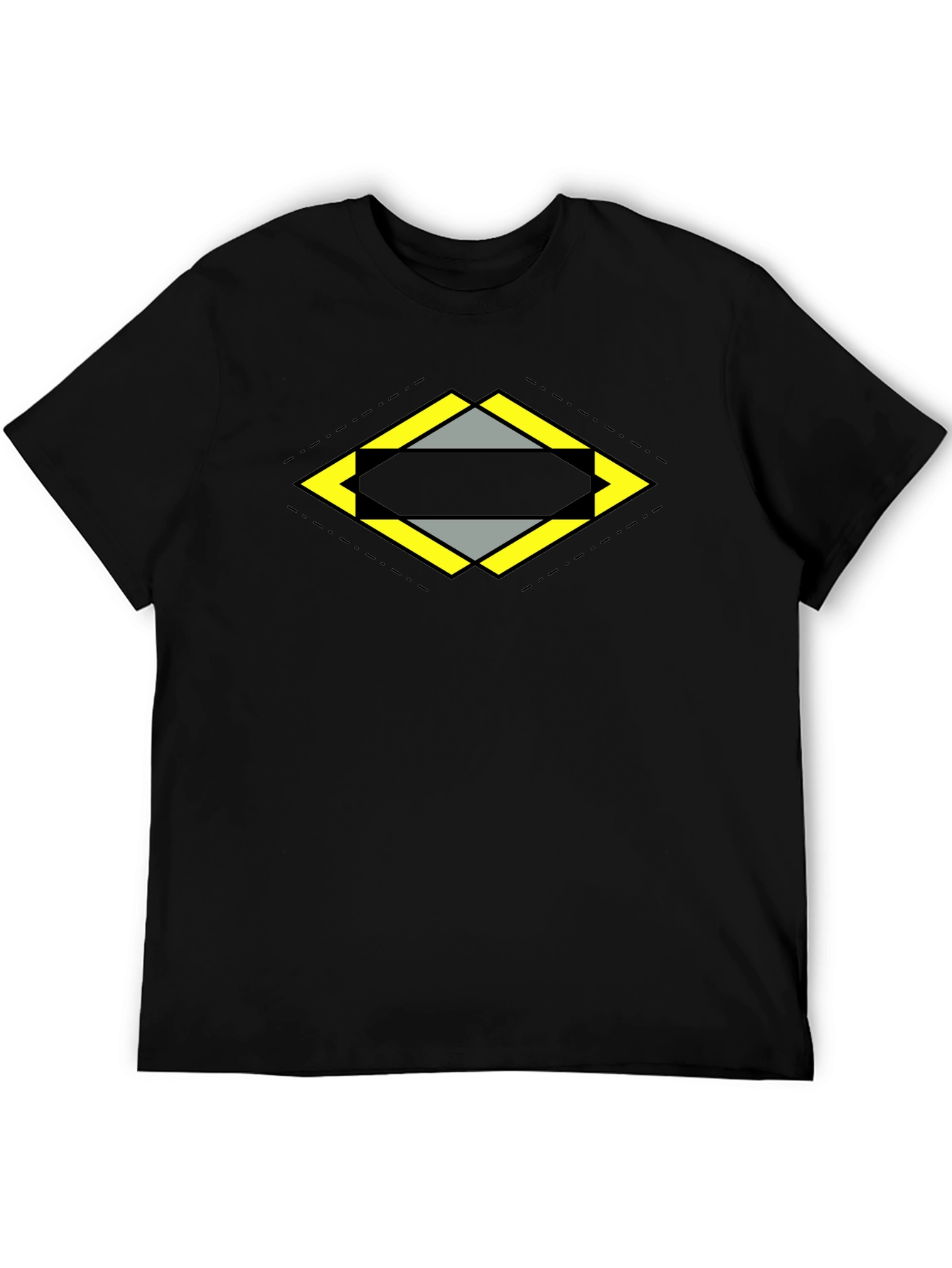 Geometric Diamond Graphic Tee - Black