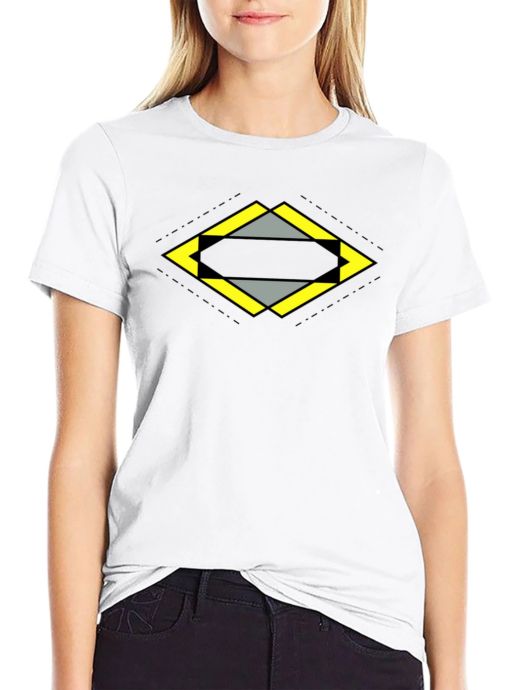 Geometric Diamond Graphic Tee - Black