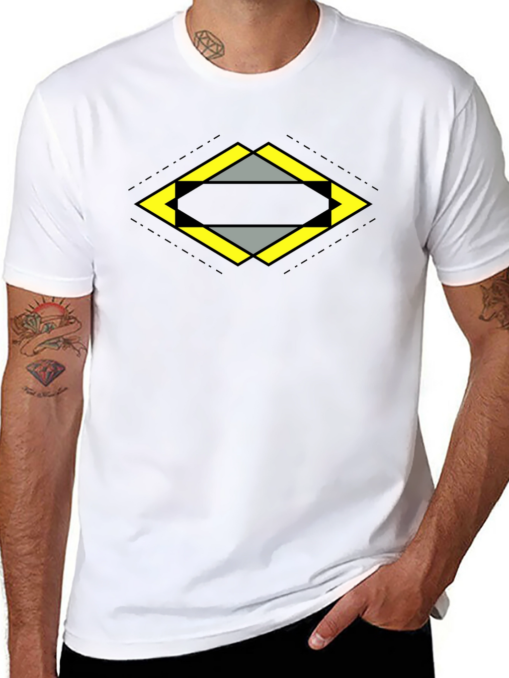 Geometric Diamond Graphic Tee - Black