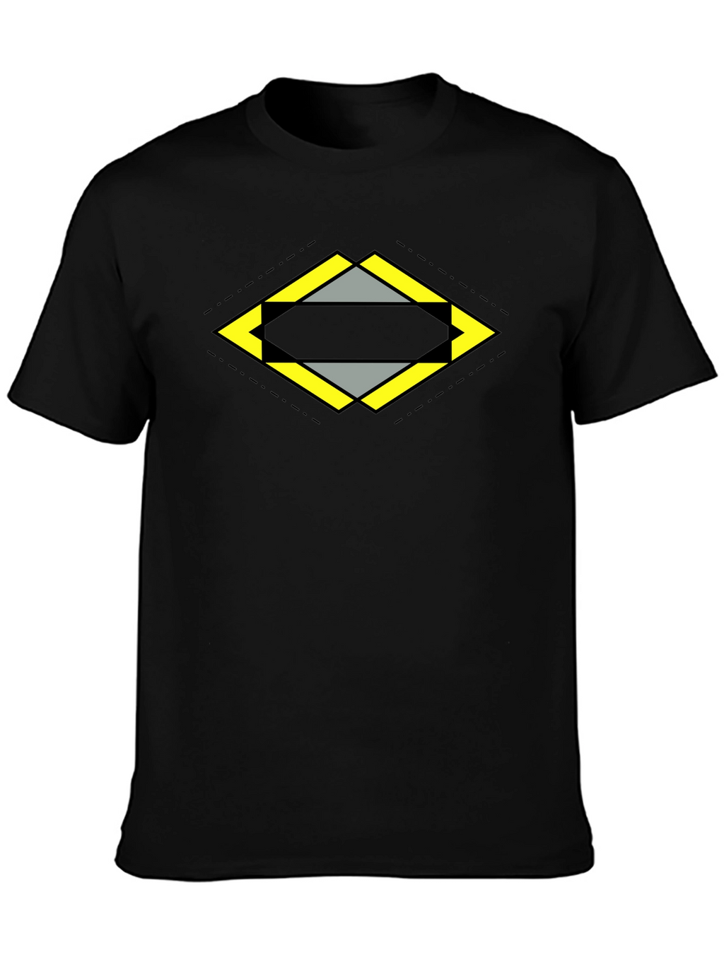 Geometric Diamond Graphic Tee - Black