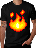 Pixel Fire Graphic Tee - Retro Gaming Style