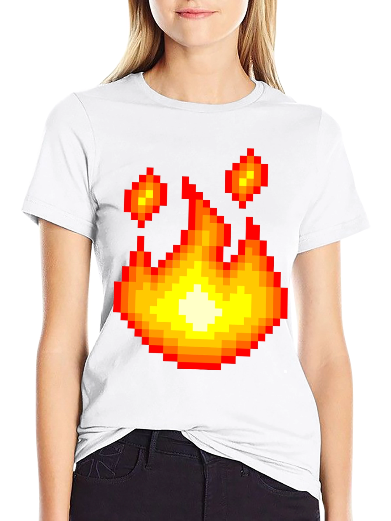 Pixel Fire Graphic Tee - Retro Gaming Style