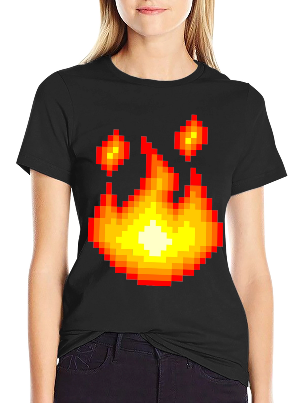 Pixel Fire Graphic Tee - Retro Gaming Style