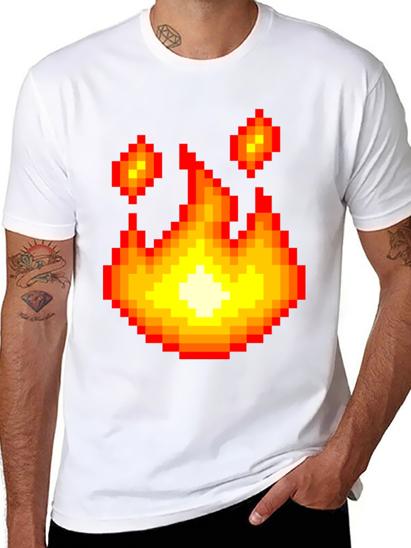 Pixel Fire Graphic Tee - Retro Gaming Style