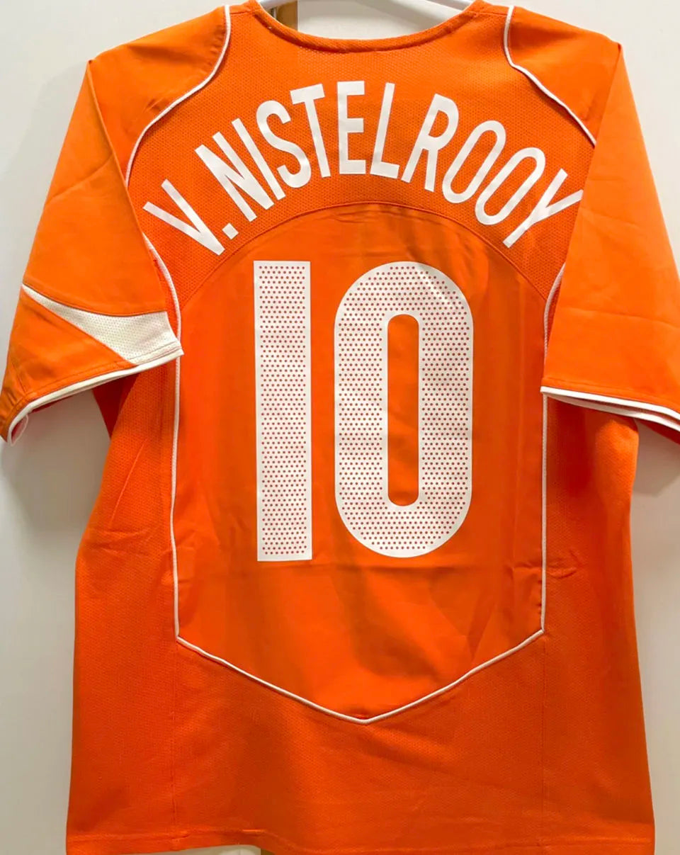 V. NISTELROOY #10 NL Home Orange Retro Jersey 2004 ★★ Front