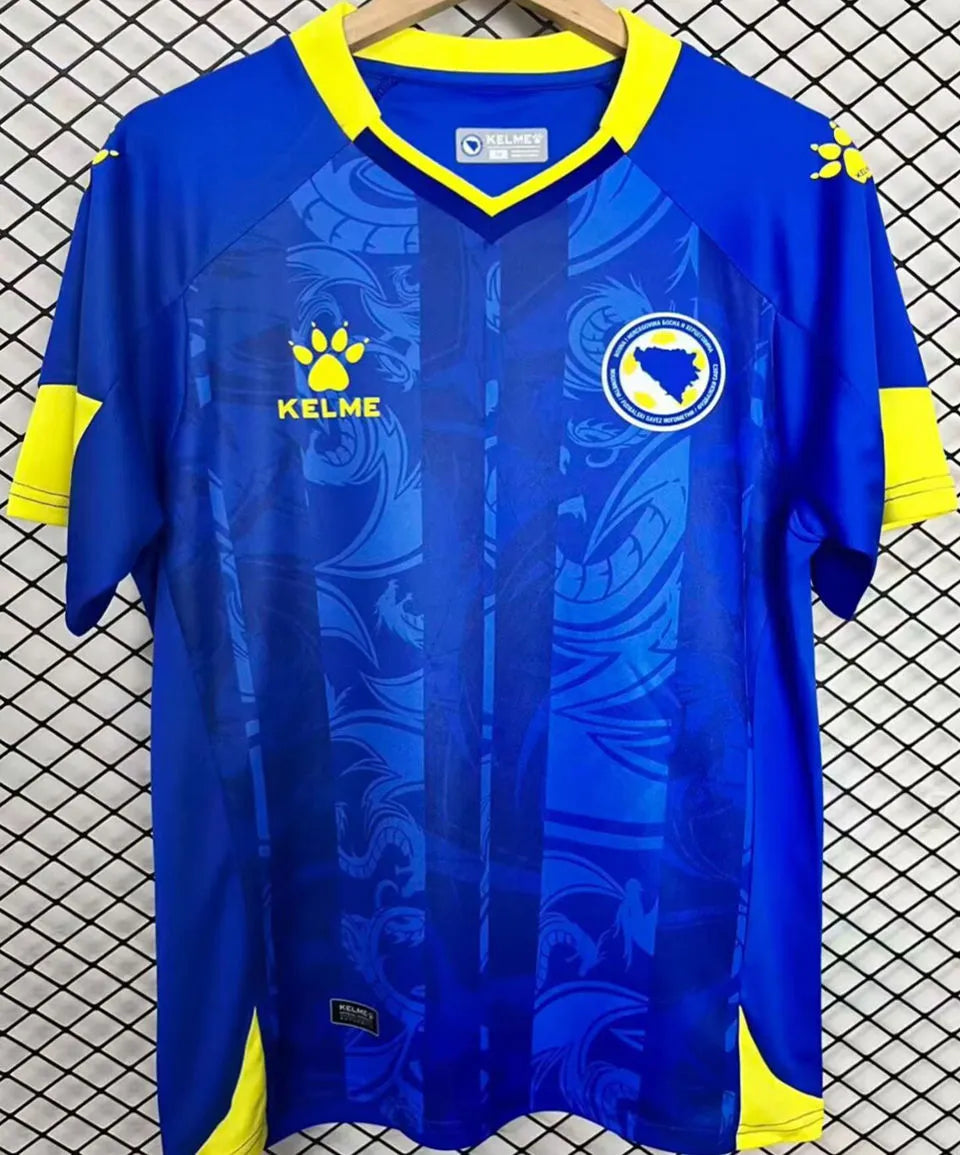 2026/27 Bosnia-Herzegovina Home Blue Fans Soccer Jersey 波黑 (Have Right Patch 有右臂章 白底黑字） Back