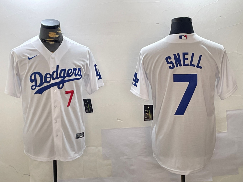 Men's Los Angeles Dodgers Blake Snell #7 White Replica Player Jerseys