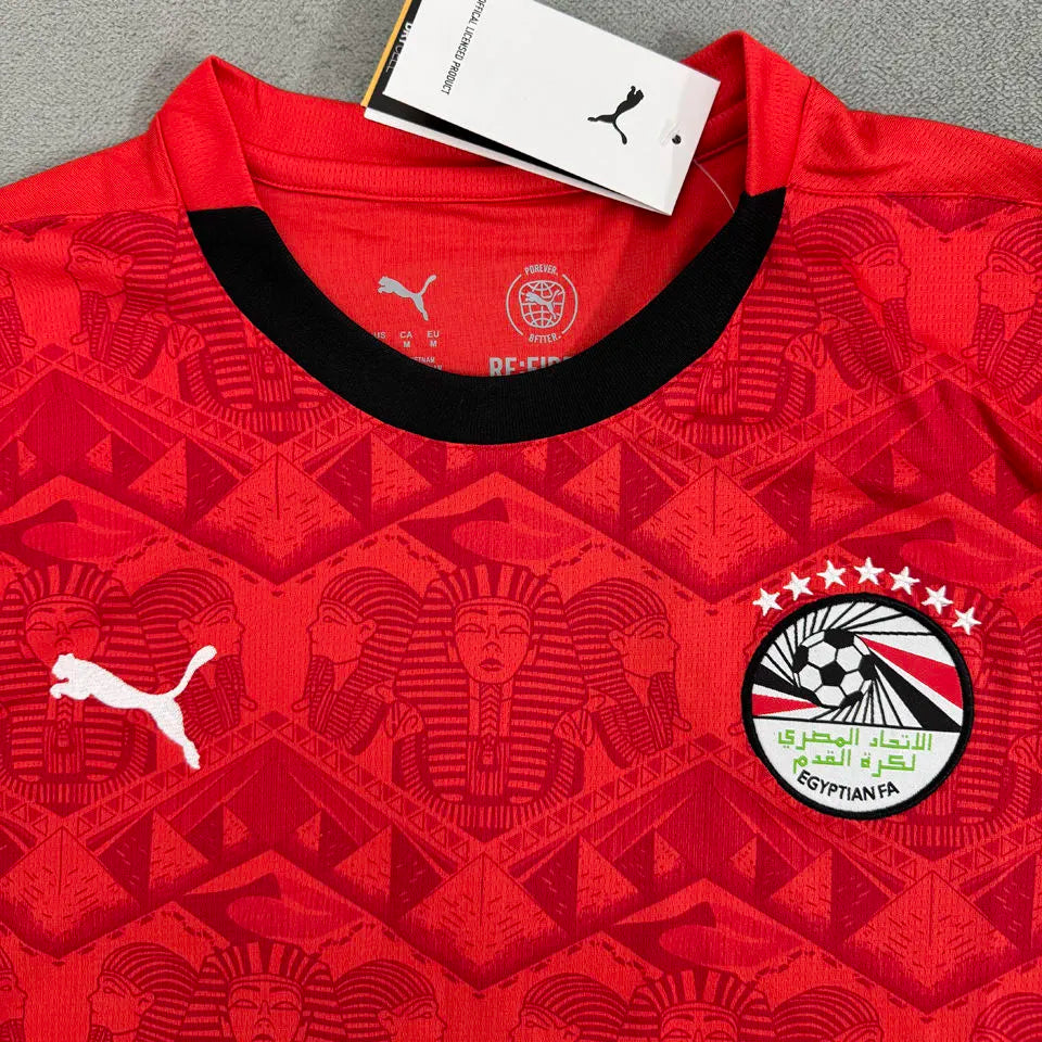 2025 Egypt Home Red Fans Soccer Jersey Detail 1