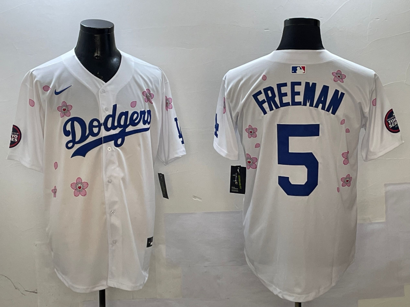 Men's Los Angeles Dodgers Freddie Freeman #5 White Alternate Replica Player Jerseys