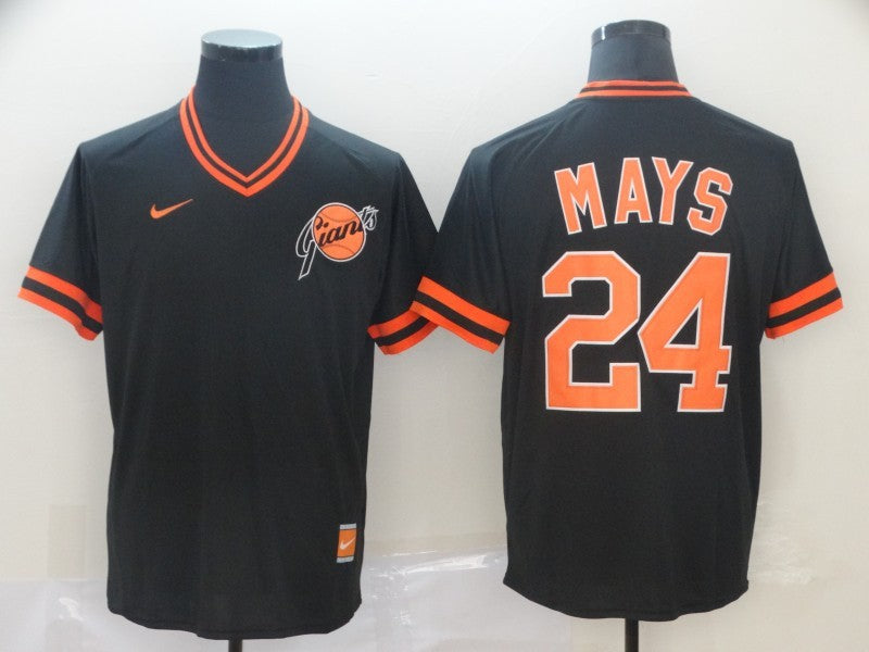Men's San Francisco Giants Willie Mays #24 Black Replica Player Jerseys