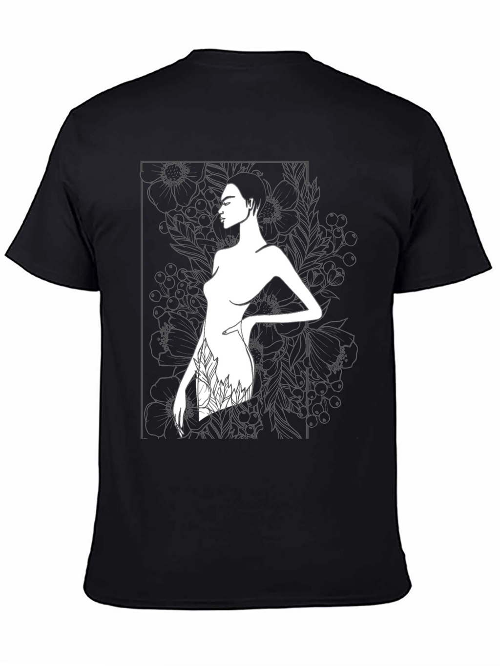 Modern Art Woman Print Black T-Shirt