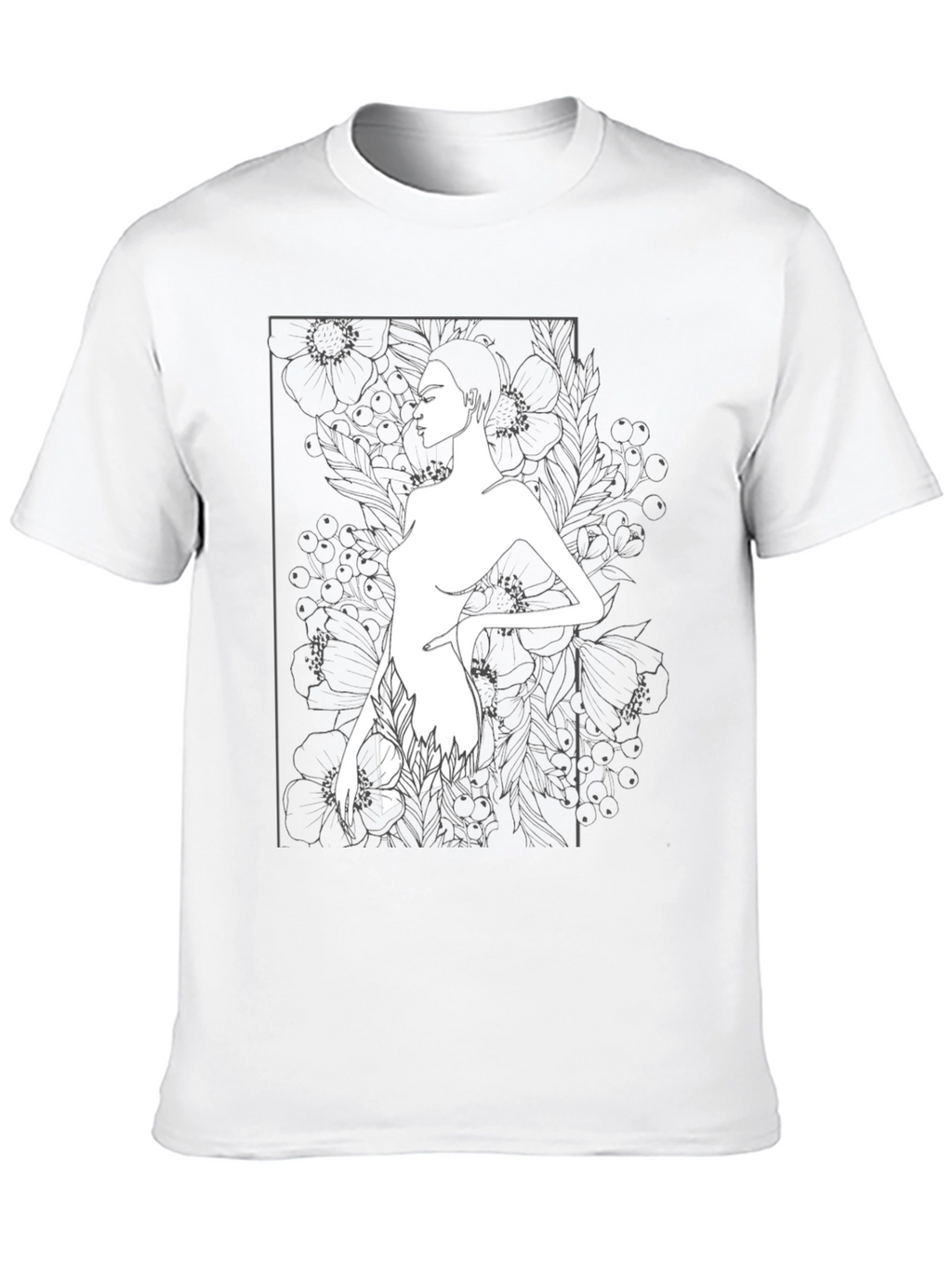 Modern Art Woman Print Black T-Shirt