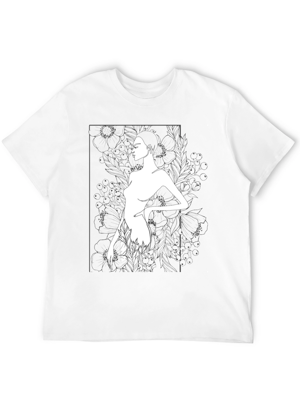 Modern Art Woman Print Black T-Shirt