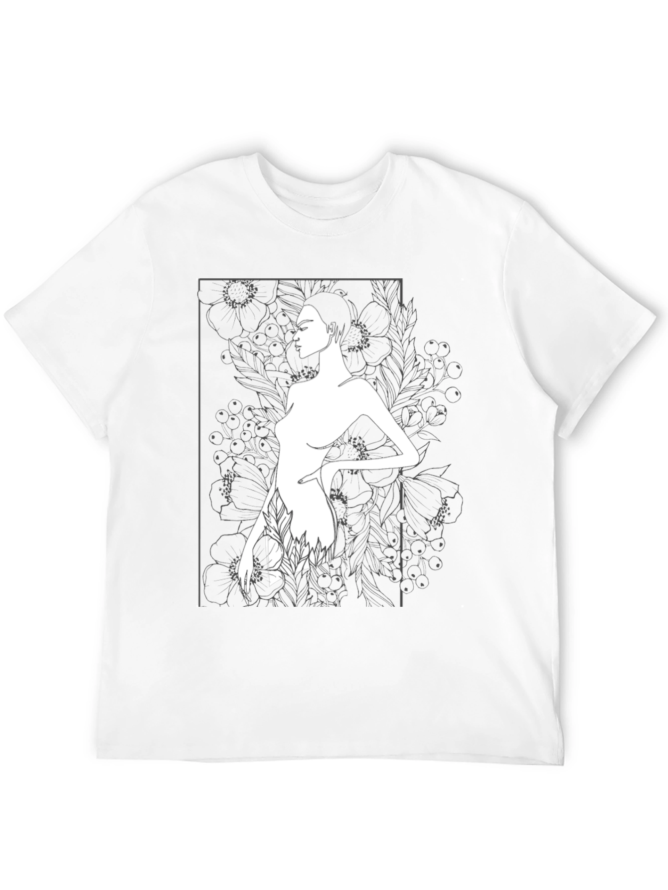 Modern Art Woman Print Black T-Shirt