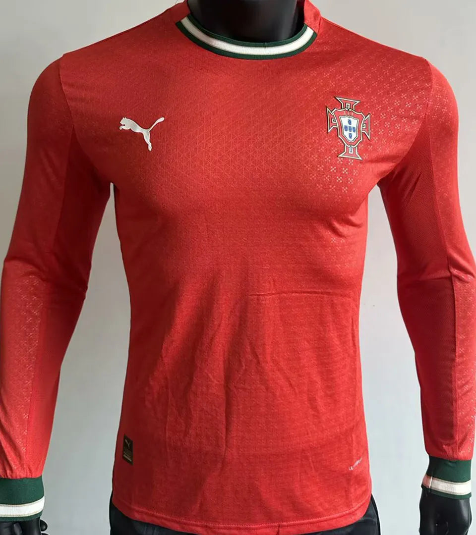 2025/26 Portugal Home Red Long Sleeve Player Version Soccer Jersey Front