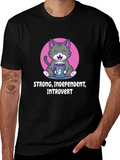 Introvert Cat Graphic Tee - Strong Independent