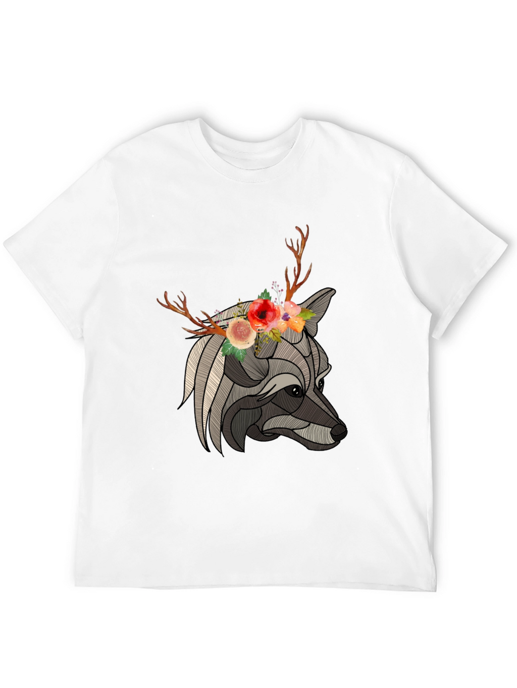 Floral Antler Wolf Graphic Tee