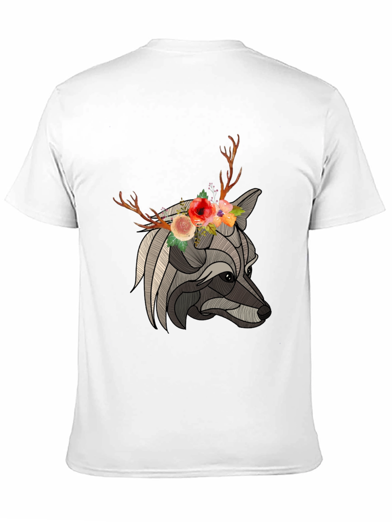 Floral Antler Wolf Graphic Tee
