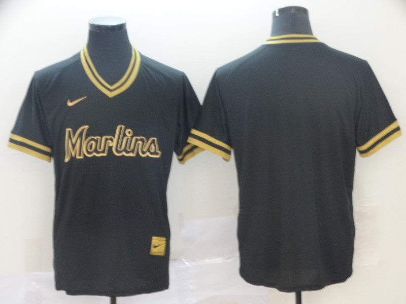 Men's Miami Marlins Black Replica Blank Jerseys