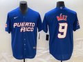Men's 2023 World Baseball Classic #9 Javier Baez Puerto Rico Blue Jerseys
