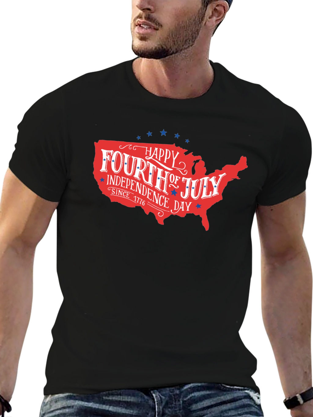 Patriotic Fourth of July USA Map T-Shirt