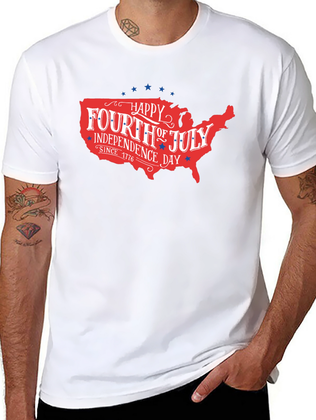 Patriotic Fourth of July USA Map T-Shirt