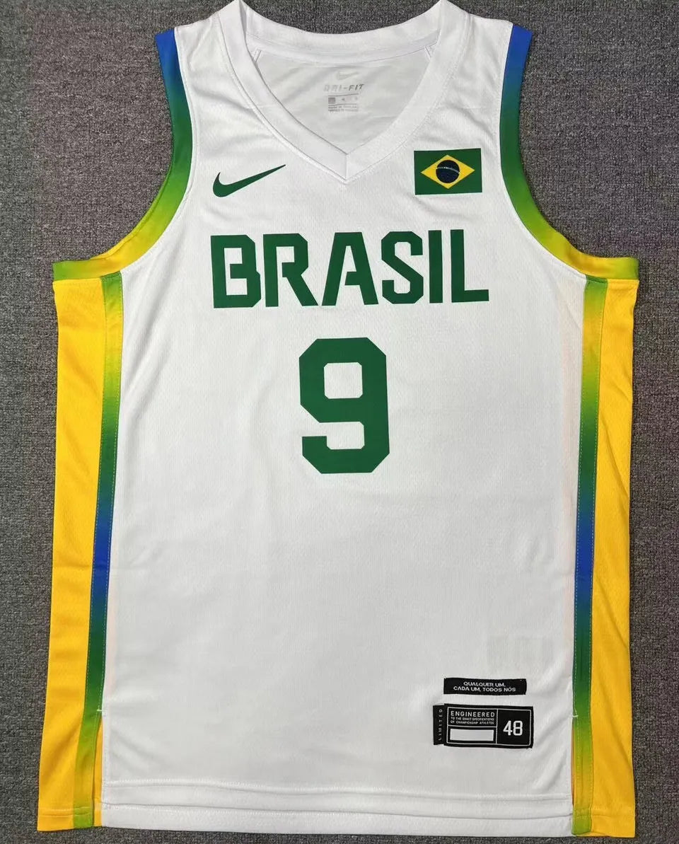 2024 Brazil Team HUERTAS #9 White Jersey Front