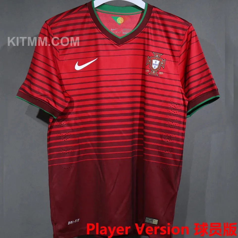 2014 Portugal Home Red Retro Player Version Soccer Jersey 球员版 Detail 1