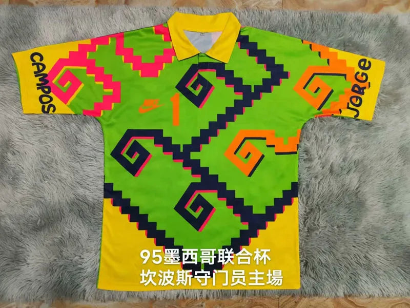 1995 Mexico Green Campos #1 GoalKeeper Retro Soccer Jersey 会杯主 Back