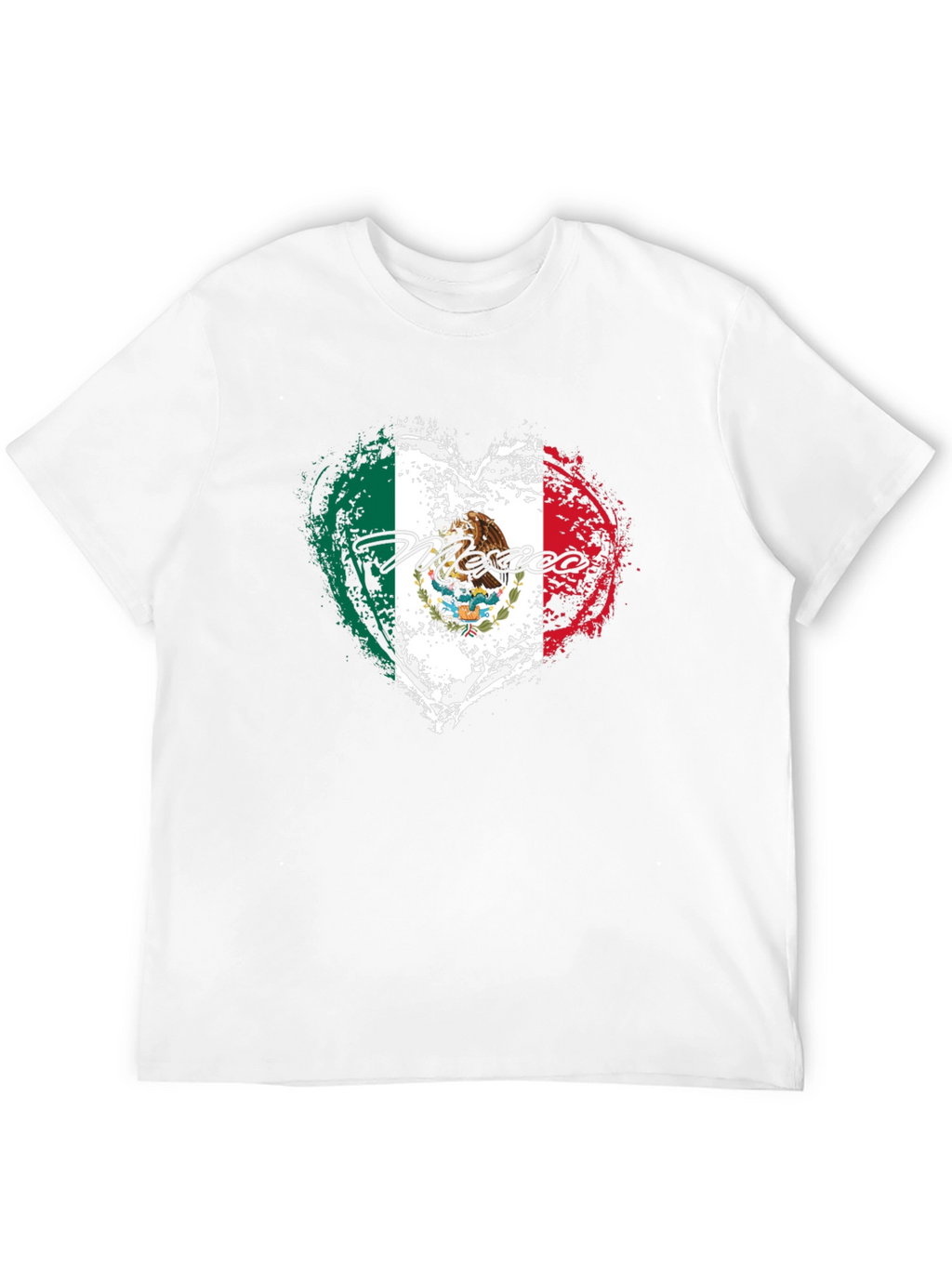 Mexico Flag Heart Black T-Shirt
