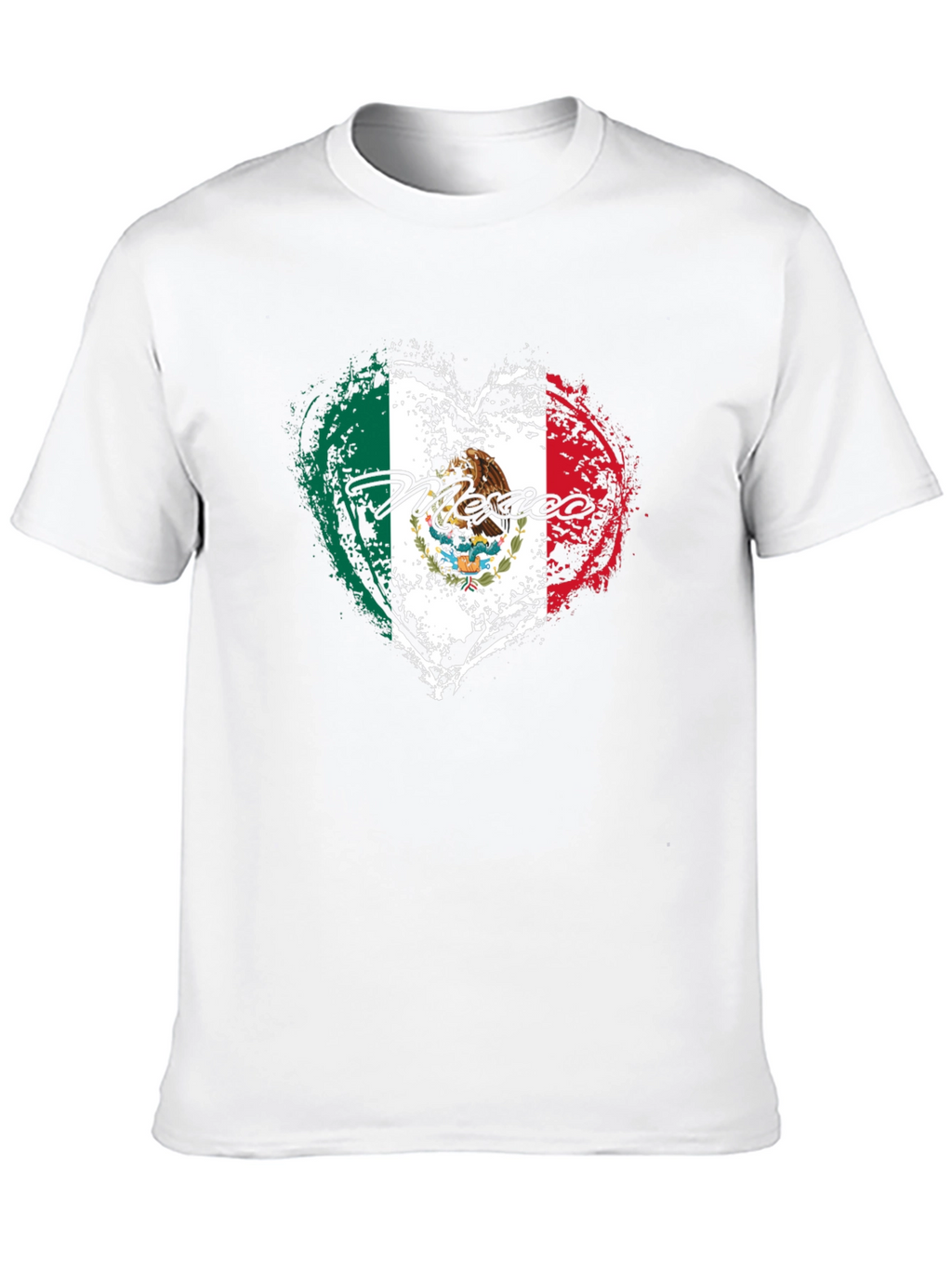 Mexico Flag Heart Black T-Shirt