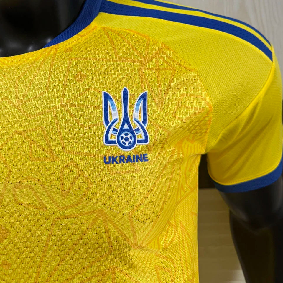 2026/27 Ukraine Home Yellow Player Version Soccer Jersey Detail 4