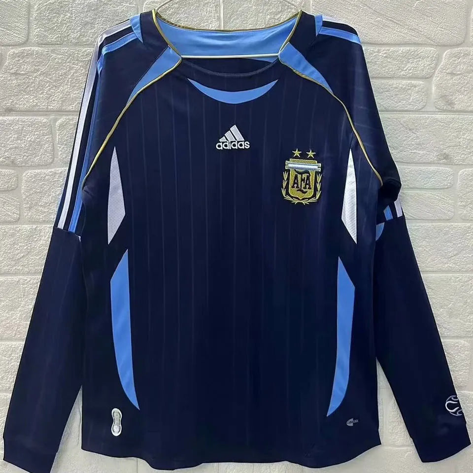 2006 Argentina Away Retro Long Sleeve Soccer Jersey Front