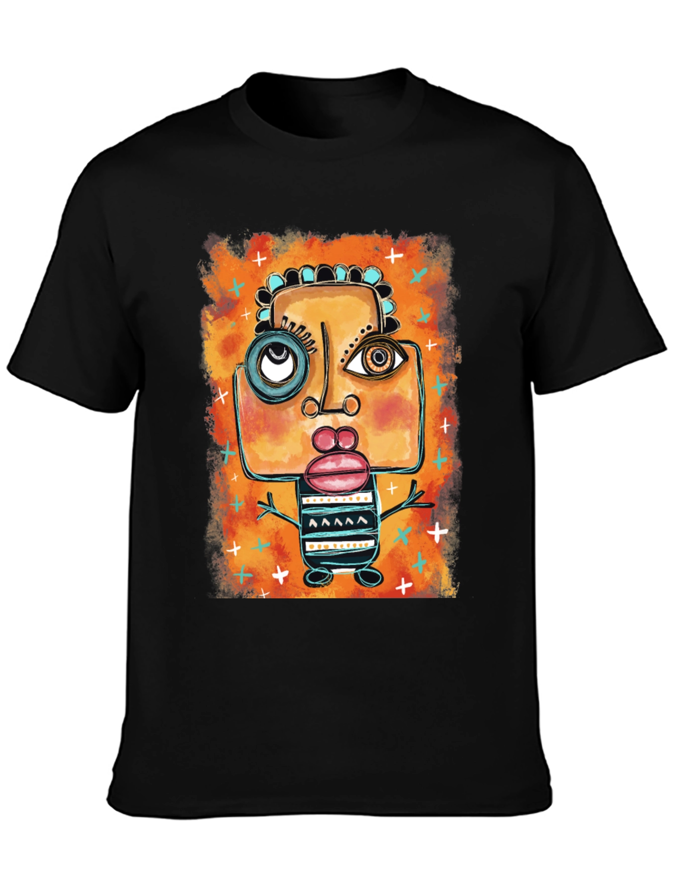 Abstract Art Graphic Print Black T-Shirt