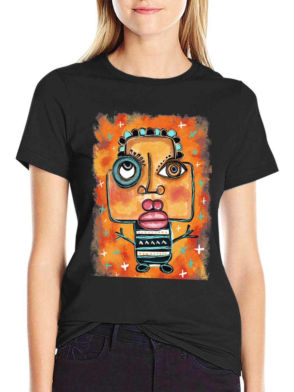 Abstract Art Graphic Print Black T-Shirt