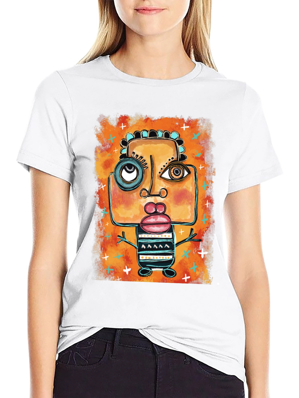Abstract Art Graphic Print Black T-Shirt