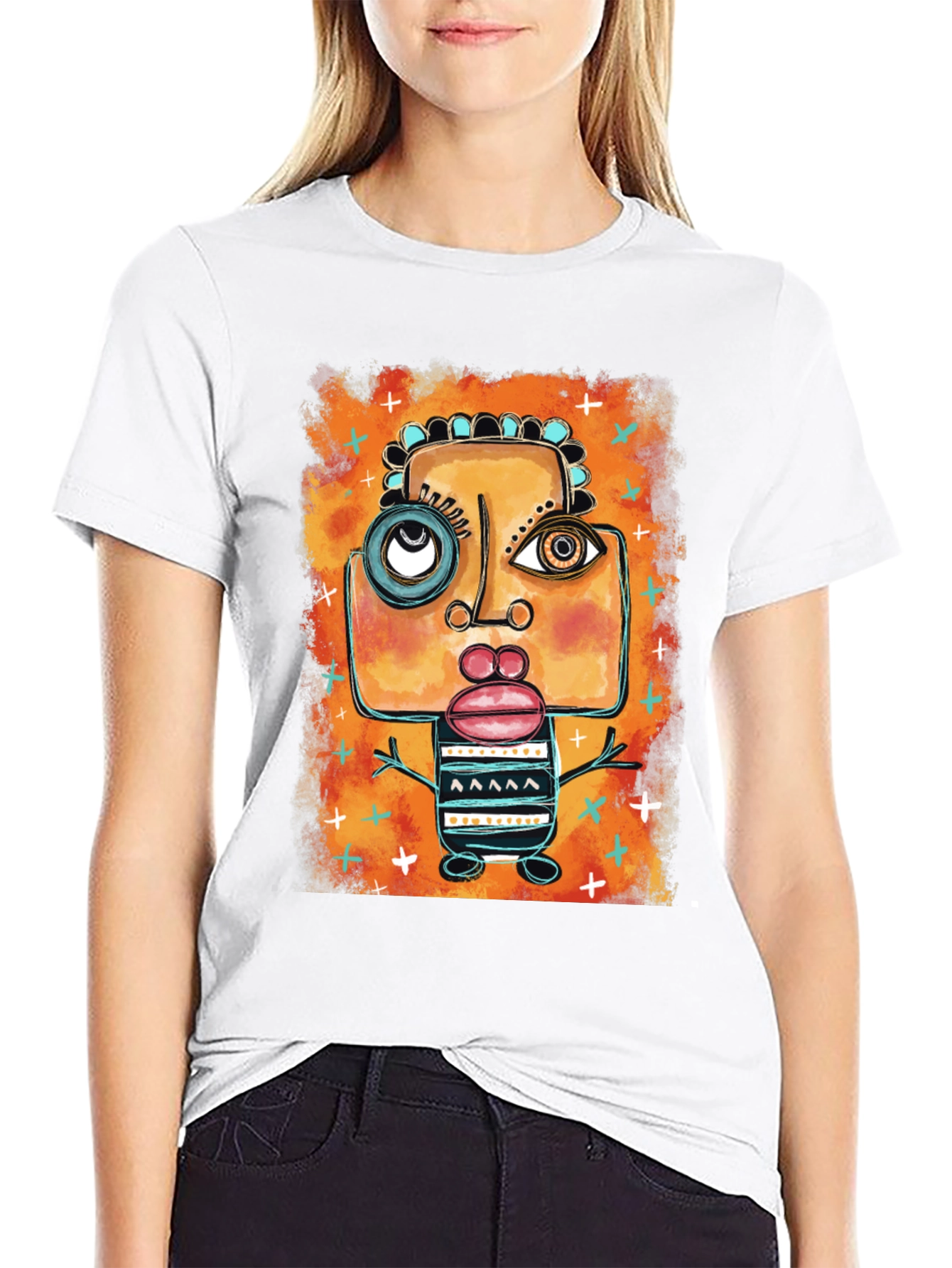 Abstract Art Graphic Print Black T-Shirt