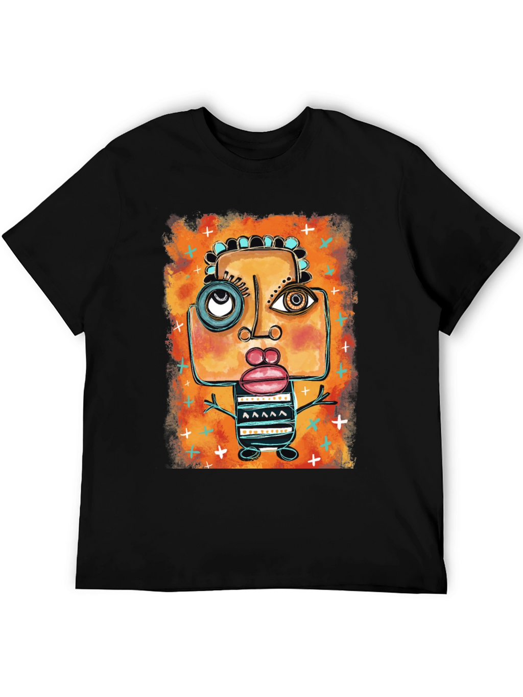Abstract Art Graphic Print Black T-Shirt