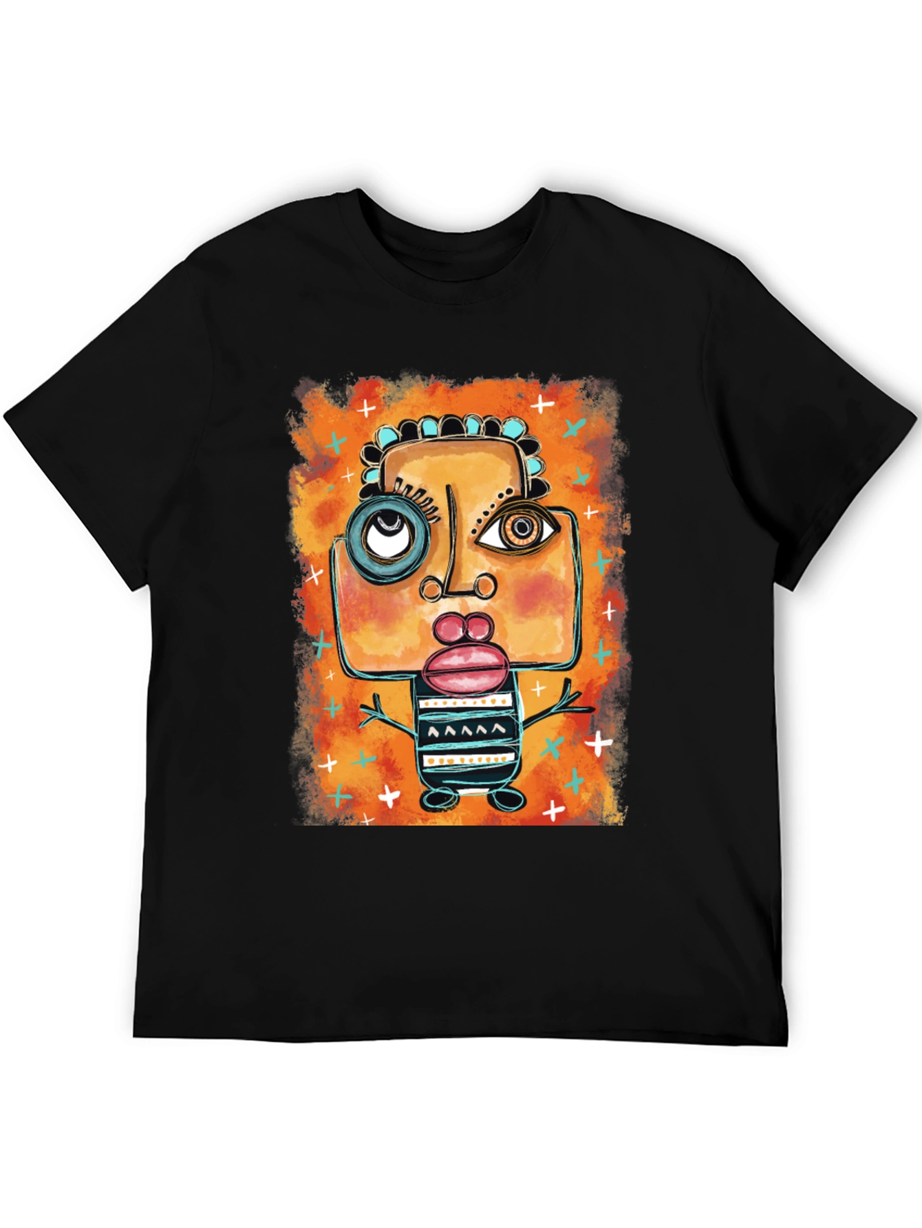 Abstract Art Graphic Print Black T-Shirt